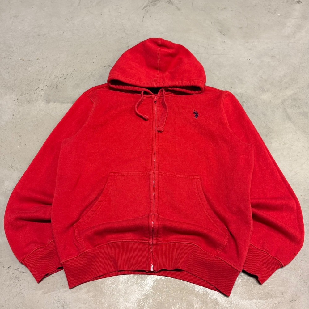 Vintage y2k Red Polo Zip Up‎ Hoodie